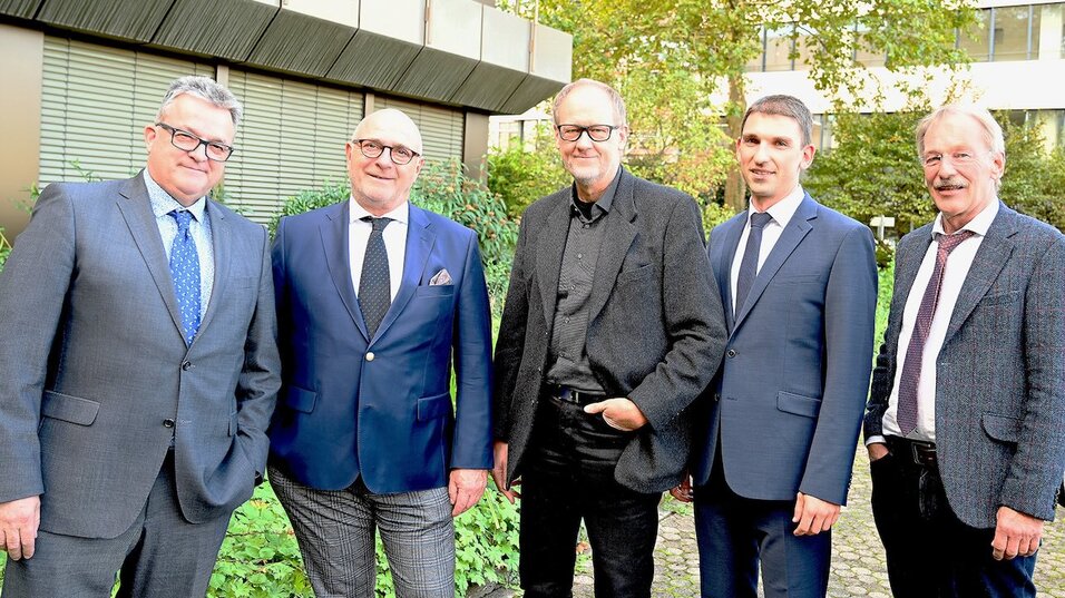 Der Vorstand der BZK Karlsruhe (von links): ZA Torben Wenz, Dr. Jan Wilz, Dr. Bert Bauder, Dr. Philipp Hasse und Dr. Robert Heiden.