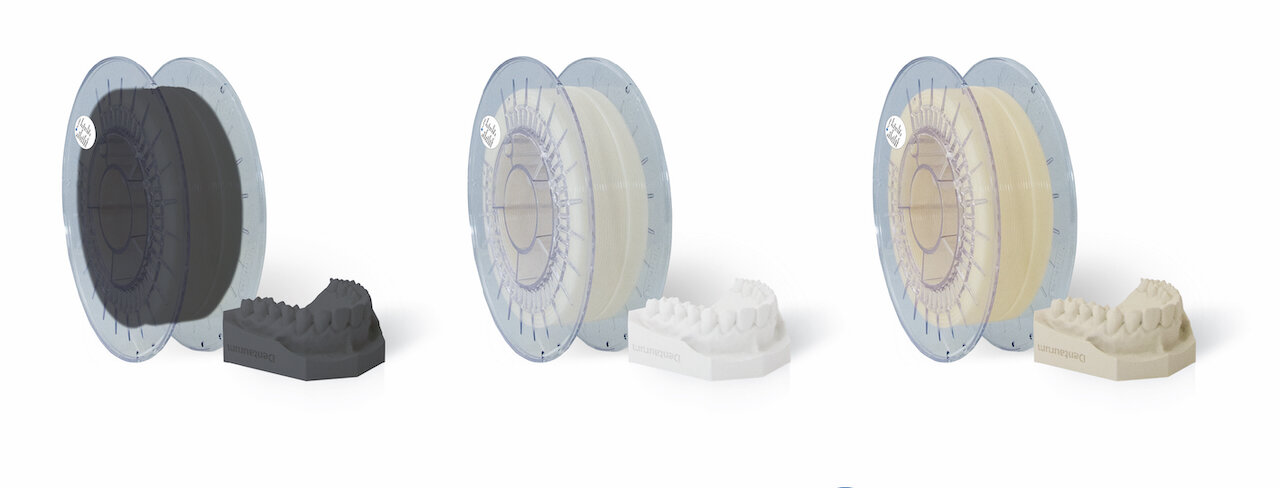 Bild: Dentaurum Das neue FILAPRO® Filament-Drucksystem wurde inklusive Sli-cersoftware und der Filamentvarianten Model gray, white und cream zur IDS 2025 gelauncht.